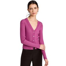 Vince 여성용 골지 브이넥 가디건 옵틱 화이트. 150525