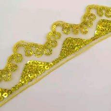 彩色亮片蕾絲花邊織帶 窗簾DIY手工輔料, 金色