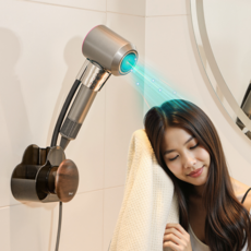 율드림 무타공 접착식 욕실 드라이기 거치대 멀티 수납 벽걸이 홀더, 윌넛 브라운, 1개