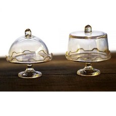 2 Mix 빈티지 투명 디저트 케이크 디스플레이 스탠드 커버 포함 인형의 집 미니어처 음식 주방 문서 175747