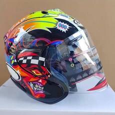 오토바이 헬멧 바이크 오픈페이스 가벼운 한미 최적화 하프페이스 무광블랙 초경량 버블쉴드 소두핏 반모, 로우스 레이스 투명 렌즈