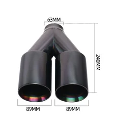 자동차 배기 테일 파이프 인터페이스 플랫 듀얼 콘센트 범용 스테인레스 스틸 머플러 팁 블랙 51mm 63mm, 01 H0EM20111b