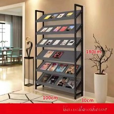책전시대 진열대 도서 팜플렛 스탠드 매거진 홍보물 랙, 1단, 6칸 블랙 그레이 보드 100x30x180