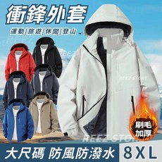 X-SPORT 衝鋒衣外套 男女同款 大尺碼 防風防潑水 刷毛加厚保暖