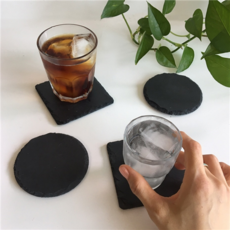 인테리어 슬레이트 컵 받침 모던 돌 컵 받침 코스터 세트, 원형 4P세트