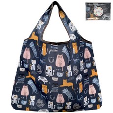 대용량 접이식 휴대용 쇼핑백 장바구니 편의점 마트 가방 두꺼운 시장가방 답례품, 네이비고양이, 1개