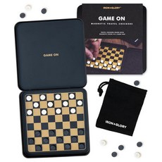 2 Iron & Glory 여행용 자석 백개먼 세트 내구성 있는 틴 케이스 안전한 조각 가족 전략 게임을 위한 컴팩트하고 휴대용 보드 게임 파우치 포함 이동 중에도 쉽, Travel Checkers