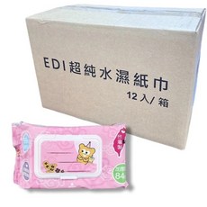 熊熊派對 純水濕紙巾 加厚型, 1箱, 12個裝, 475g