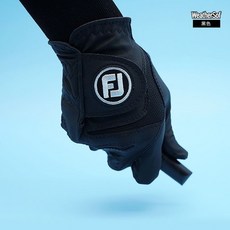 FJ 高爾夫手套 男士 羊皮 透氣 防滑 左手, 1個, 黑色PU右手,23碼