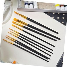 수채화 작업 세밀 표현 가는 붓 굵은 붓 혼합 구성 미술 도구 검정 손잡이 금색, 1개, 상세페이지 참조