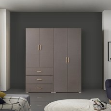케이컴퍼니 LPM 이음1600장롱세트CD(3서랍옷장+긴문장) 장롱세트, 그레이-3서랍옷장+옷장