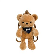 新款軟萌小熊公仔雙肩包可愛小白兔毛絨玩具娃娃玩偶抱枕生日禮品, 1個, 小熊:37釐米