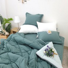 하나침장 카멜브론 세미마이크로 차렵이불 Q침구세트, 이불Q+패드Q+베개커버2, 화이트