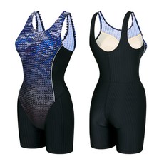 티막 피트니스 3부 여성 실내수영복 EKF1001-BL