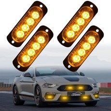 [ 1152978 ] DIBMS LED 비상 스트로브 조명 바 4개 앰버 옐로우 경고 플래시 주의 건설 위험 자동차 트럭 밴 오프로드 차량 ATV SUV용