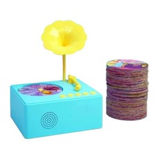 GHSHOP 어린이 Gramophone 96 카드 음악 연주자 3-6 세의 음악 플레이어, 12cmx10cmx6cm, ABS, 파란색