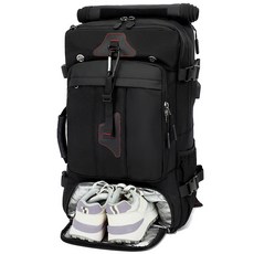 60L 80L 대용량 프리미엄 메탈 백팩 보스턴백 신발수납 여행 등산 출장, 블랙