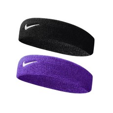 나이키 스우시 클래식 헤어밴드 2P, 1세트, 블랙+퍼플