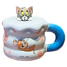 StarR 톰과 제리 머그컵 뚜껑 포함 320ml, 블루, 1개
