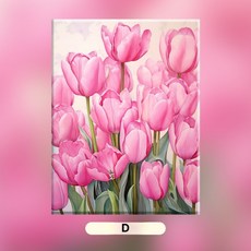 피포페인팅 DIY 풍경화 그리기 세트 봄 테마 30 x 40cm, 30x40 단단한 나무 내부 프레임, 1개, D