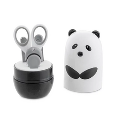 可愛嬰兒指甲剪套裝 安全圓頭設計 多功能護理工具 寶寶衛生清潔必備, 熊貓, 1套