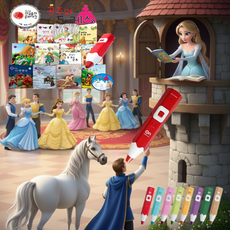 한국가우스 공주와 드레스 본책 12종+CD 1장+4세대 세이펜 레인온펜+실리콘케이스+전용 충전기, 레드, 블루