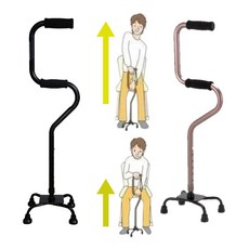 의료용지팡이 4발 네발 문어발 다족 일어서기 도움 환자용 재활용 지팡이 C, 블랙, 1개