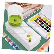 수채화 물감 팔레트 붓 세척통 화구 세트 미술 용품 그림 도구 아크릴 물통 브러시 클리너, 브러쉬린서