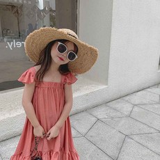 Arbea 女童連衣裙 方領飛袖公主裙 夏裝 C385