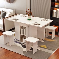 조리대 접이식 테이블 이동식 스툴 선반 식탁, 2  ❣❤ 4도어 화이트 1.2m 직사각형 원테이블 쿼
