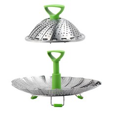 不鏽鋼伸縮摺疊蒸籠 蒸菜架 蓮花蒸架 家用廚房蒸格, 1個, 9寸袋裝