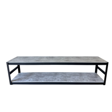 三角窗生活工場 清水模電視櫃 台灣製造 居價收納櫃 矮櫃 邊櫃, 白色角鋼-寬244cm