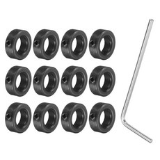 uxcell 세트 스크류 컬러 12mm 보어 블랙 산화 강철 샤프트 컬러 외경 22mm 폭 8mm 랜딩 기어 스토퍼 휠 컬러 육각 렌치 포함 12개