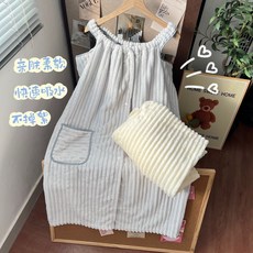 慵懶式浴袍 新款浴巾可穿浴裙可裹大人2025睡袍時尚家用吸水洗澡懶人浴袍學生, 深灰色浴裙, 1個