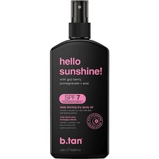 B.tan SPF 7 태닝 오일 | Hello Sunshine - 딥 선탠 드라이 스프레이 최고의 야외 브라우닝 바디 미스트 모이스처라이징 고지 베리 석류 + 아사이 오, hydrating dry spray oil - SPF