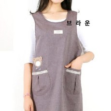 동글이베어 앞치마 어린이집 보육교사 유치원 선생님 실습 원피스앞치마 린다스 에이프런샵, 1개, 브라운