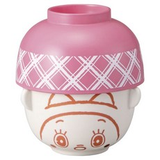 sun art 哆啦美迷你湯碗飯碗組, 1個, 飯碗1入+大碗1入, 白色+粉紅色