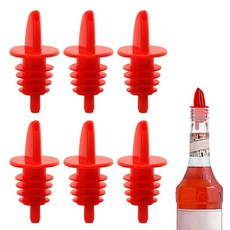 6피스 플라스틱 주류 병 푸어러 블랙 - 알코올용 클래식 병 푸어러 누출 방지 식기 세척기 사용 가능 주류 병용 푸어러 6팩 (블루), 레드