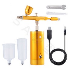 에어도색 휴대용 네일 에어 피규어 브러시 모델 무선 프라 도색, 골드130브러쉬펌프세트(0.3구경), 1개