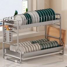 가정용 식기건조기 304 올스텐 대용량 그릇 접시 도마 수저 식기건조대 배수 정리대 설거지 건조대, 304스텐, 1개, 2단