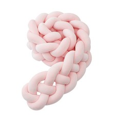 嬰幼兒牀圍欄護欄ins風編織長條四股麻花辮防撞防摔軟包寶寶牀圍, 1個, 粉色