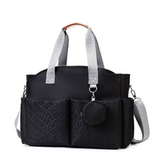 기저귀가방 가벼운 방수 아기 맘백 육아 대용량 초경량 크로스백, 블랙