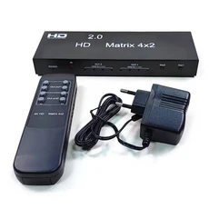 4K 60Hz HDMI 4X2 2입력 4출력 분배기 스위치 오디오 추출기 2.0 2x4 1080p PS3/4 DVD PC에서 TV 모니터로, 01 4X2, 01 UK Plug