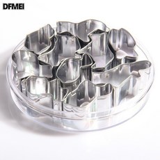 DFMEI 曲奇餅乾模具不鏽鋼切模蝴蝶動物幾何套裝烘焙餅乾模具套裝, 1個, 10PC動物套裝【13803】:不鏽鋼原色