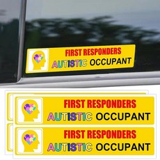 자폐증 탑승자 자동차 스티커 자폐증 탑승자 보드 사인 4개 자폐증 아동 비상 경보 스티커 12.7 x 2.5cm(5 x 1인치) 차량 비닐 스티커 어린이 안전 범퍼 자동차 인식