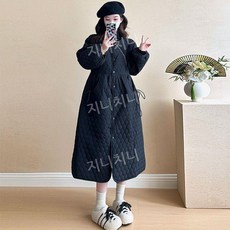 임산부 임부복 오버핏 롱 코트 겨울 두꺼운 누빔 다운 패딩 원피스