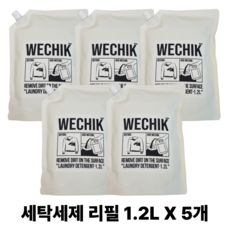 위칙 파워 효소 액체 세탁세제 리필, 1.2L, 5개