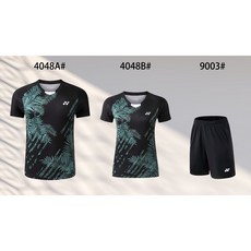 羽球衣羽球服 時尚短袖羽毛球服羽球衣 情侶短袖運動套裝 羽球衣排汗衫 比賽衣兵乓球服4048, 4048女生黑色-上衣,3XL, 1個