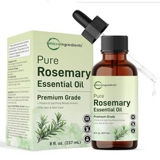 Micro Ingredients 모발 두피 및 피부용 로즈마리 에센셜 오일 236.6ml(8온스) - 100% 순수 & 천연 드로퍼 포함 | 아로마테라피 디퓨저 비누