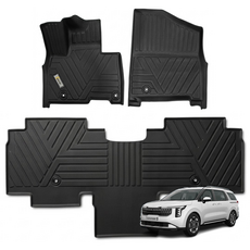 카메론 TPE 방수 카매트 3D 풀커버 세트, KA4카니발 9인승 하이브리 컴포트O, 블랙